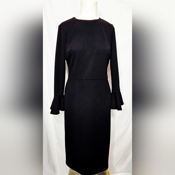 Maggy London Black Long Sleeve Dress with Ruffle Cuffs - Picture 2 of 8